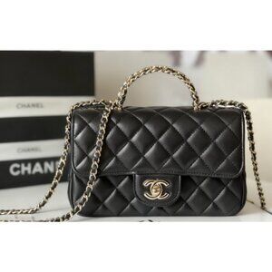 CHANELA brand new Chanel classic rectangular flap bag, black lambskin with gold